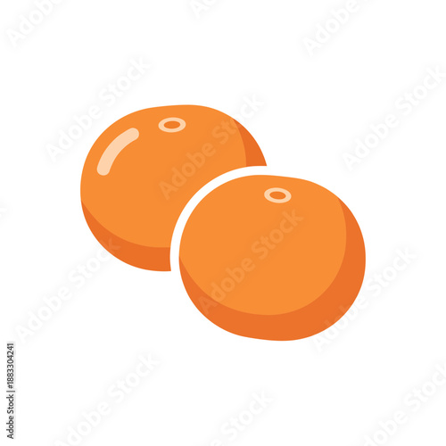 Two Fresh Orange Citrus Fruits Flat Vector Illustration