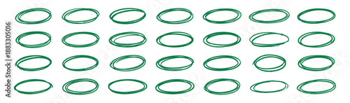 Abstract green ellipses vector pattern, geometric shapes and decorative elements, seamless graphic design on transparent background