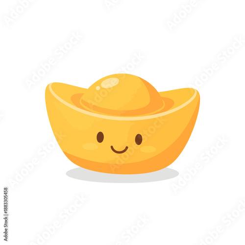 Cute Smiling Gold Ingot Cartoon Character