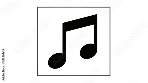 A music note icon in a square, black on white background
