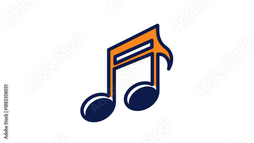 A stylized musical note with a contrasting color scheme on a white background