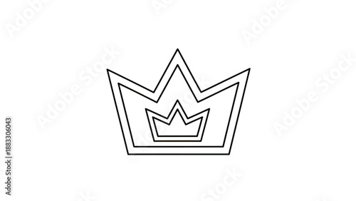 A simple, black outline of three nested crowns on a white background