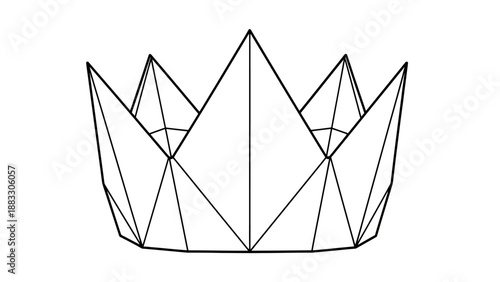 Geometric crown illustration with black lines on white background, sharp angles