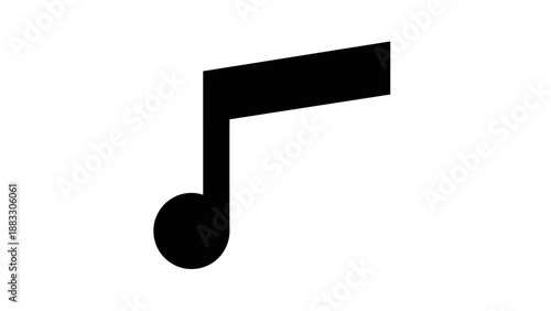 A black musical note graphic against a white background. It's a single eighth note