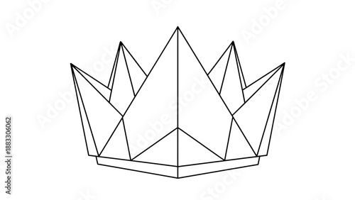 A geometric crown, drawn with thick black lines. The design is simple and symmetrical on a white background