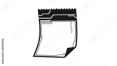 An abstract, geometric image features a jagged top edge and a partially folded bottom corner