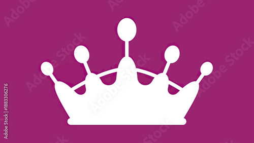 A minimalist white crown silhouette with a purple background