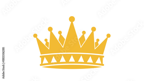 A golden crown illustration on a white background, symmetrical with ornate details