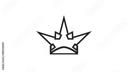 Simple black outline of a crown, with sharp, stylized points. Isolated on white