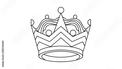 Simple outline of a crown, featuring sharp angles, circles, and curves