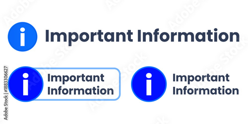 Important information icon variations and text notice for digital design