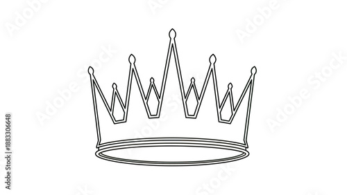 A simple outline drawing of a stylized crown with points on a white background