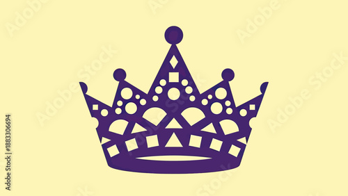 Purple crown with geometric cutouts and details against a pastel yellow background