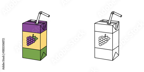 紙パックのぶどうジュースのアイコンイラスト