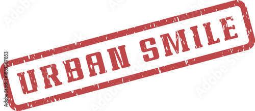 Urban Smile red textured rubber stamp symbol representing joy and happiness in city environments