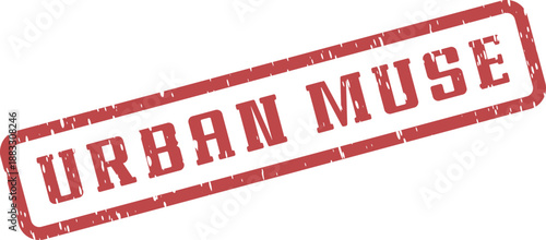 Red Urban Muse distressed stamp illustration showcasing a textured seal for various projects