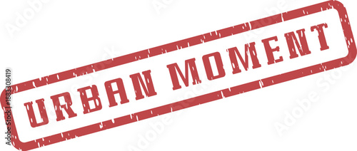 A vibrant distressed red urban moment message stamp for contemporary design projects