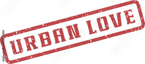 A vibrant distressed red urban love message stamp for contemporary design projects