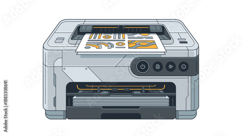 Modern office printer printing documents, showcasing technology and efficiency in the workplace.