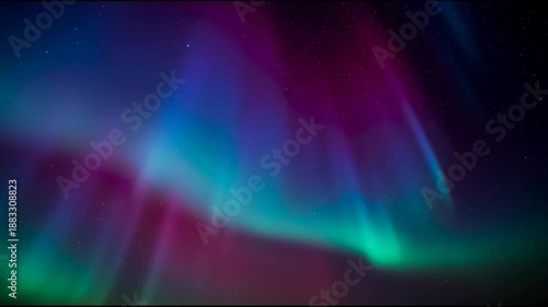 Vibrant Aurora Borealis Display Over Starry Night Sky