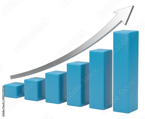 Blue bar graph with white arrow growth chart business isolated on a transparent background Free Download Blue bar graph with white arrow growth chart business isolated on a transparent background - GFXLoad