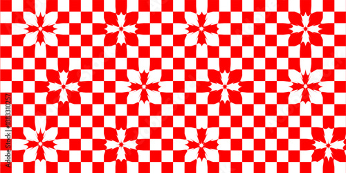 Vector. Seamless coarse red checkered vector plaid fabric pattern texture. Modified stripes consisting of crossed horizontal and vertical lines forming squares.