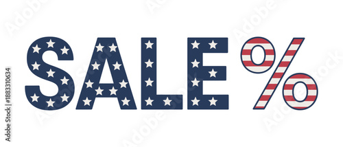 American flag themed sale percent sign, vector illustration