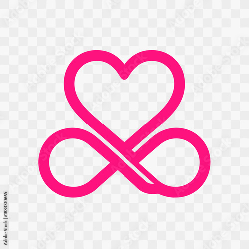 Stylized pink infinity love symbol design representing eternal affection copy space