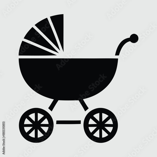 baby stroller icon silhouette, vector illustration