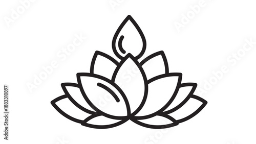 Stylized Lotus Flower with a Water Drop, Representing Serenity and Purity