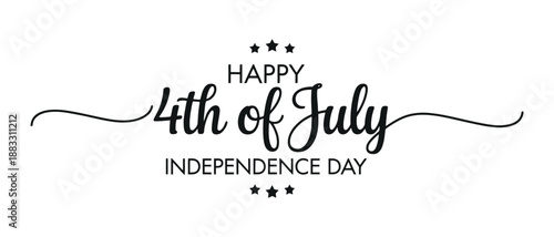Happy 4th of July Independence Day celebration text, vector illustration