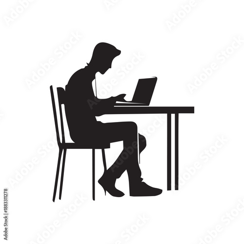 vector man working on laptop
