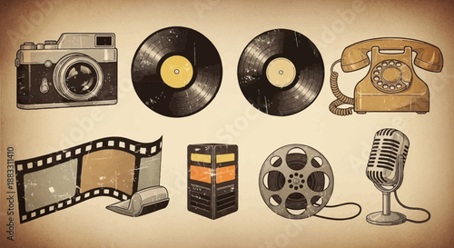 Vintage Media Collection - Retro Technology and Communication Devices