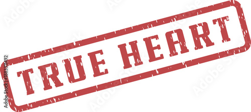 True Heart Vintage Style Rubber Stamp Symbol for Sincerity and Genuine Emotional Connection