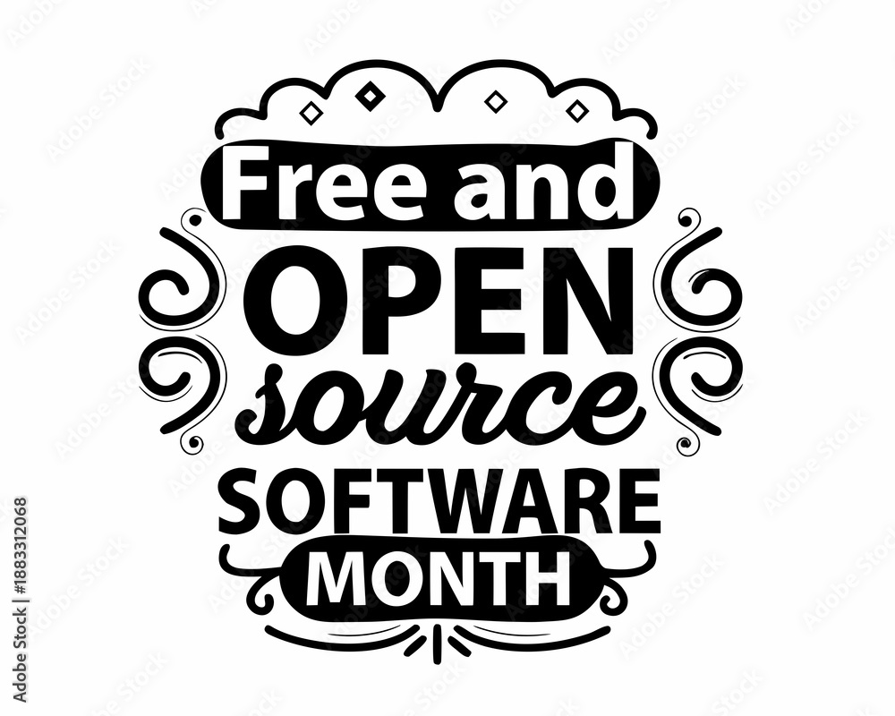 Obraz premium Open Source Software Month Vector Illustration, Free Software and Developer Community Design