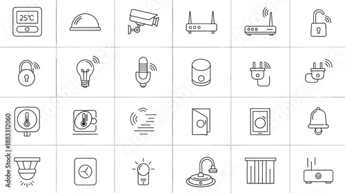 A comprehensive collection of smart home and internet of things technology icons