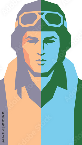 Portrait of a determined aviator, showcasing a vintage pilot with goggles and a focused gaze.