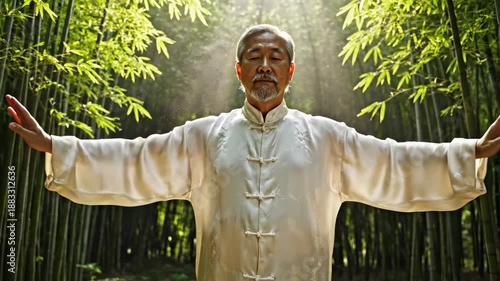 Tai Chi Master in Bamboo Forest - A Serene Wellness Journey.