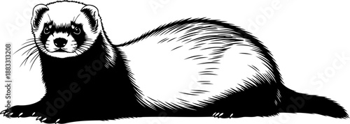 Resting ferret or polecat mammal silhouette lying down in a horizontal side profile