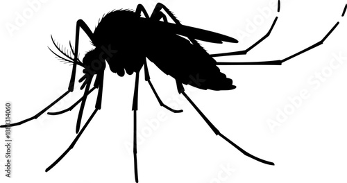 Angled side view mosquito silhouette vector graphic for pest management marketing materials