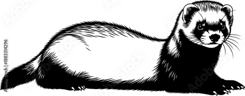 Detailed ferret illustration lying down side view vector graphic