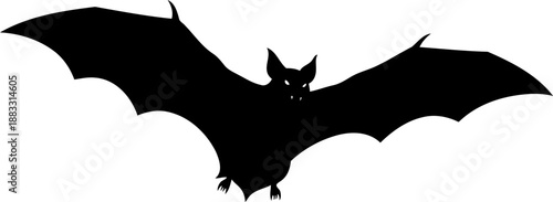 Flying bat silhouette angled view vector illustration