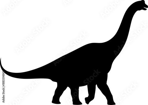 Giant brachiosaurus dinosaur silhouette side view vector graphic