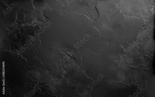 Dark stone surface offering a sleek, minimalist look. Dark premium background for website banners and posters.  Empty rough cement wall or floor background. Top view, close up, copy space
