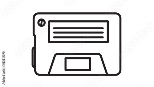 Line art of a classic video game cartridge, representing retro gaming and console accessories.