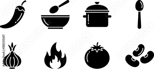 National Chili Day cooking icons collection