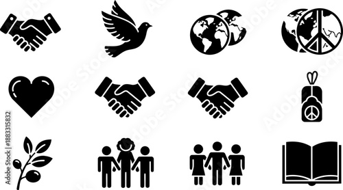 Icons for International Day of Human Fraternity vector set