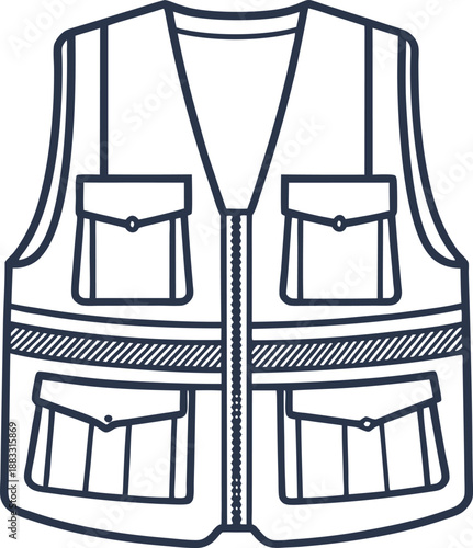 Utility vest with multiple pockets and zipper front outdoor, fishing, workwear garment