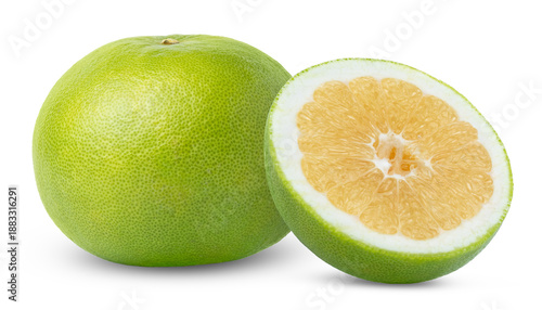 Bilde på lerret Ripe green grapefruit sweetie with half of grapefruit sweetie with clipping path