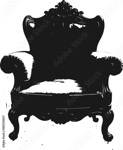 vintage ornate armchair with carved wooden frame and tufted upholstery